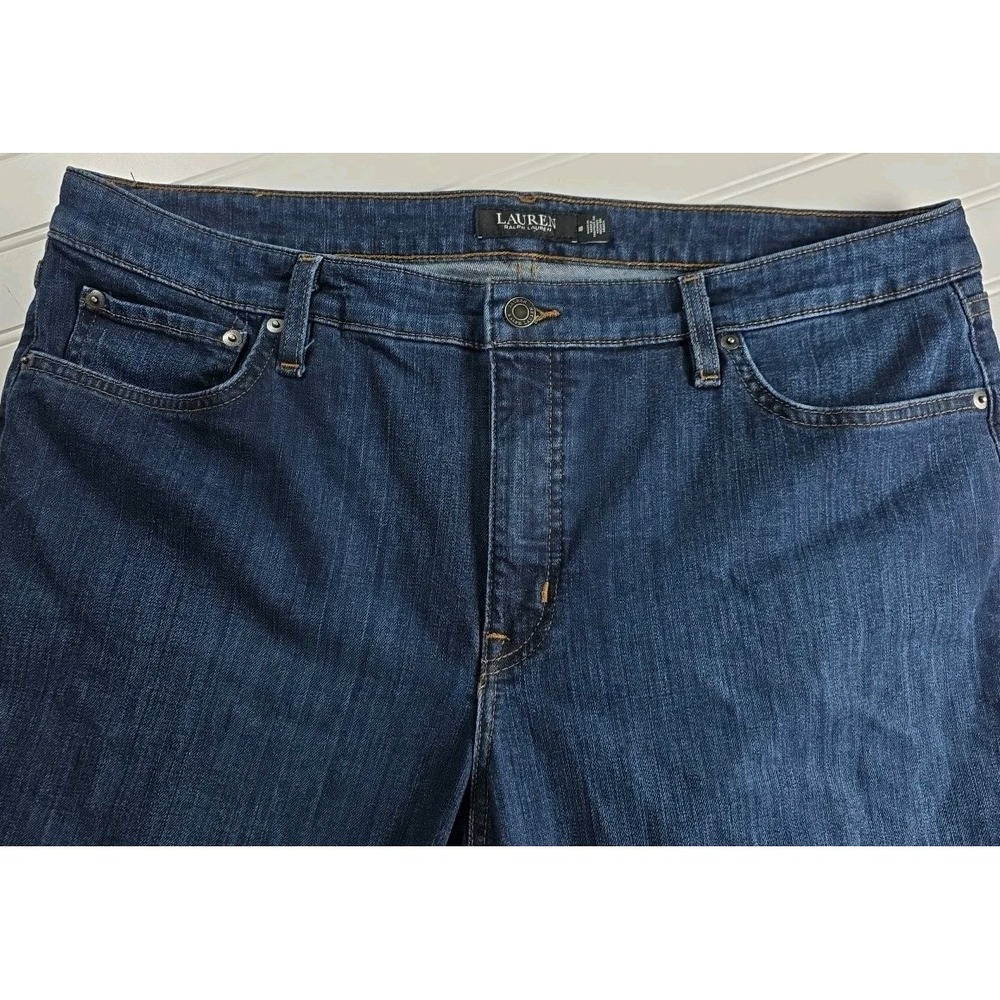 Lauren RALPH LAUREN Jeans Womens 18 Straight Leg Stretch Denim Pants BLACK LABEL